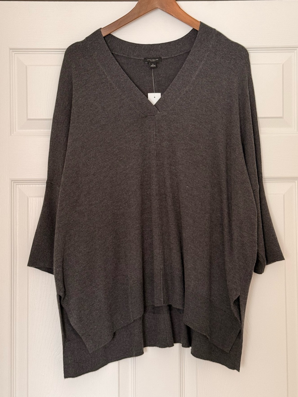 Ann Taylor Factory Charcoal V-Neck Dolman Sweater